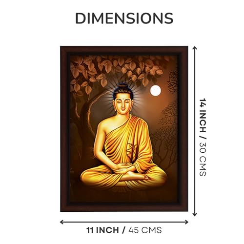 Masstone Buddha Paintings for Living Room | Lord Buddha Painting with Frame 35X28 CM | Gautam Buddha Wall Painting | Wall Paintings for Home Decoration - Image 2