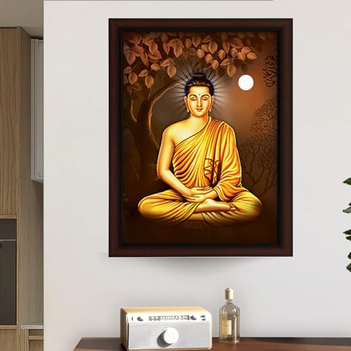 Masstone Buddha Paintings for Living Room | Lord Buddha Painting with Frame 35X28 CM | Gautam Buddha Wall Painting | Wall Paintings for Home Decoration - Image 4