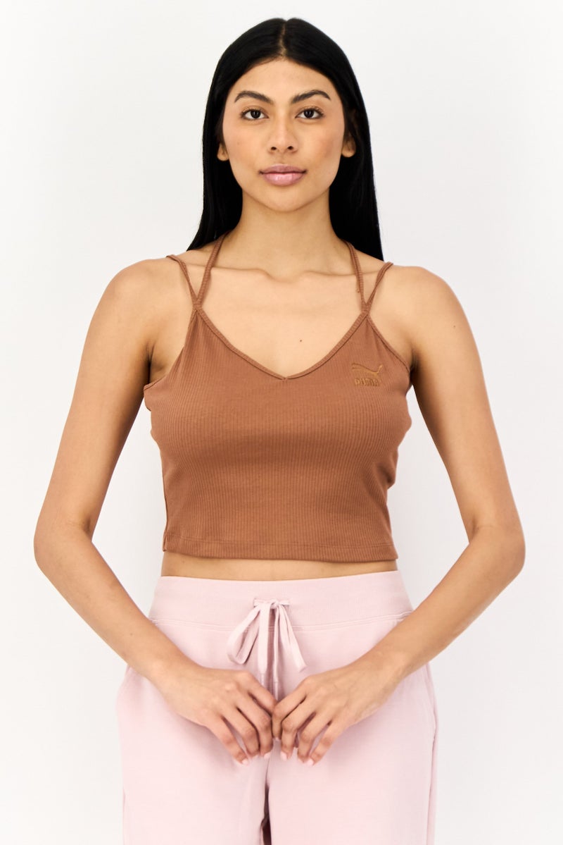 PUMA Women Sportswear Fit Sleeveless Outdoor Crop Tank Top, Bown - Image 1