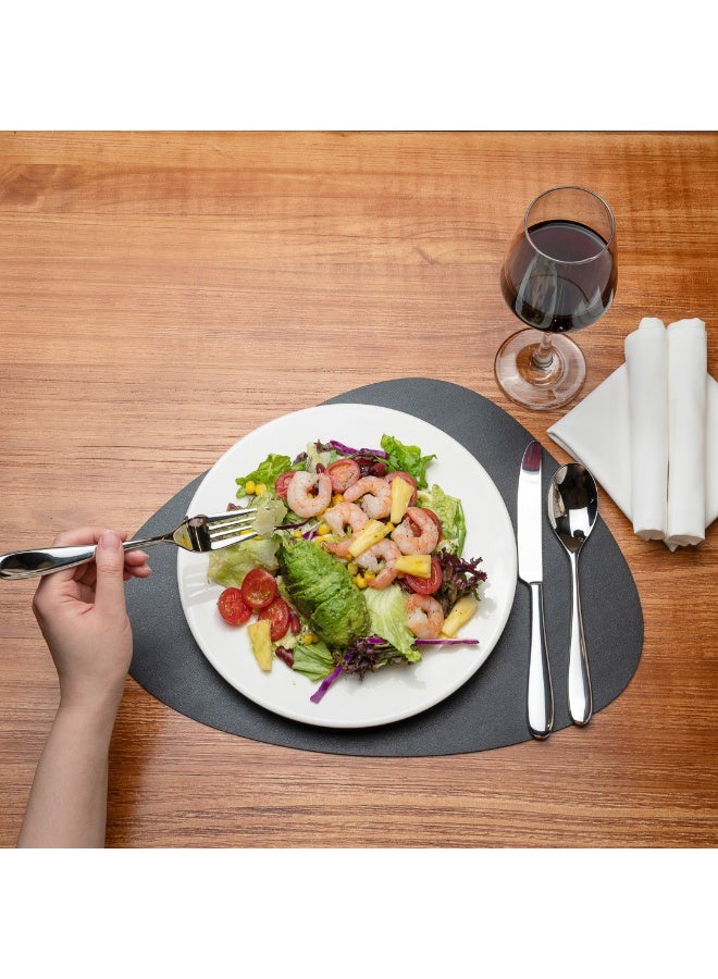 Restaurantware 16 x 12 Inch Kitchen Placemats, Set Of 6 Embossed Dining Table Placemats - Egg-Shaped, Waterproof, Black Vinyl Table Mats, Easy To Clean, Non-Slip Surface - Image 4