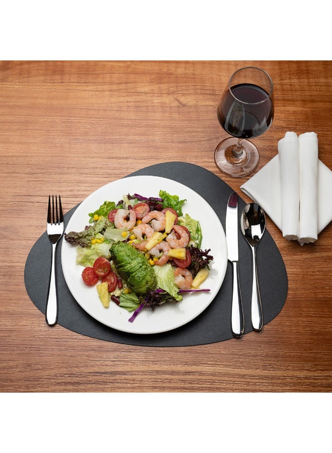 Restaurantware 16 x 12 Inch Kitchen Placemats, Set Of 6 Embossed Dining Table Placemats - Egg-Shaped, Waterproof, Black Vinyl Table Mats, Easy To Clean, Non-Slip Surface - Image 3