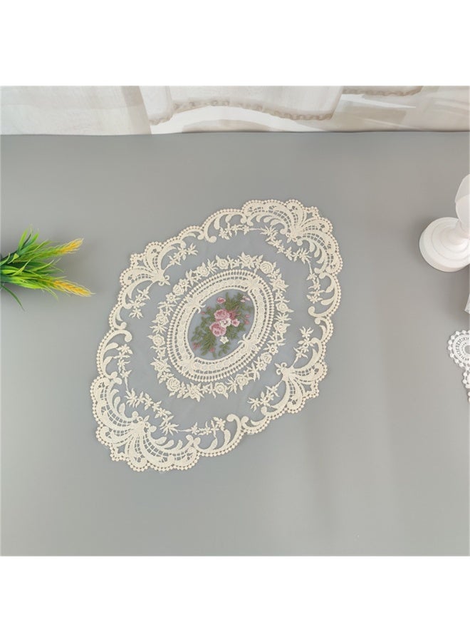 مفرش مائدة بيضاوي عتيق مطرز يدوياً من الجاكار مفرش مائدة بيضاوي 31 × 42 سم - Image 2