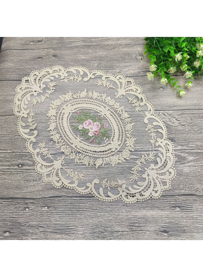 مفرش مائدة بيضاوي عتيق مطرز يدوياً من الجاكار مفرش مائدة بيضاوي 31 × 42 سم - Image 3