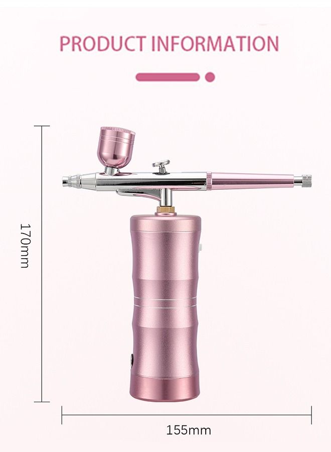 Airbrush Kit with Air Compressor, Rechargeable Portable Cordless Air Brush Painting for Painting, Nail Art, Tattoo (Pink) - Image 2