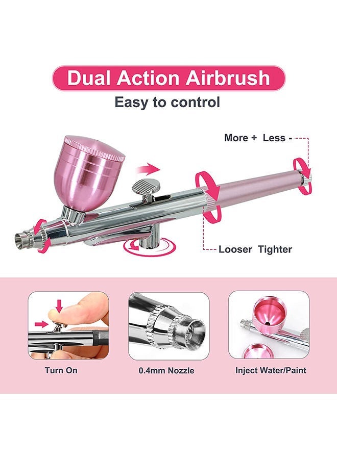 Airbrush Kit with Air Compressor, Rechargeable Portable Cordless Air Brush Painting for Painting, Nail Art, Tattoo (Pink) - Image 4