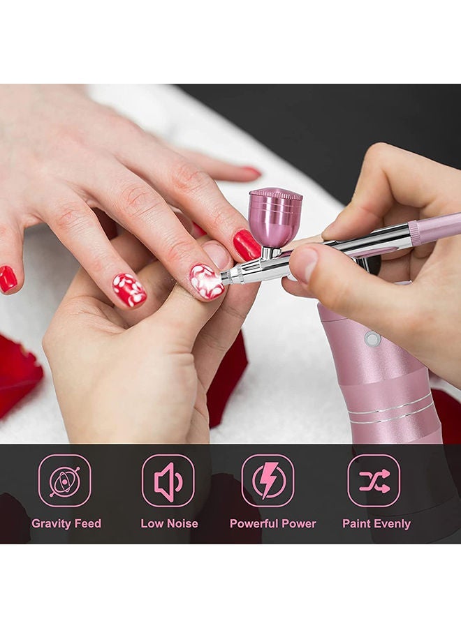 Airbrush Kit with Air Compressor, Rechargeable Portable Cordless Air Brush Painting for Painting, Nail Art, Tattoo (Pink) - Image 5