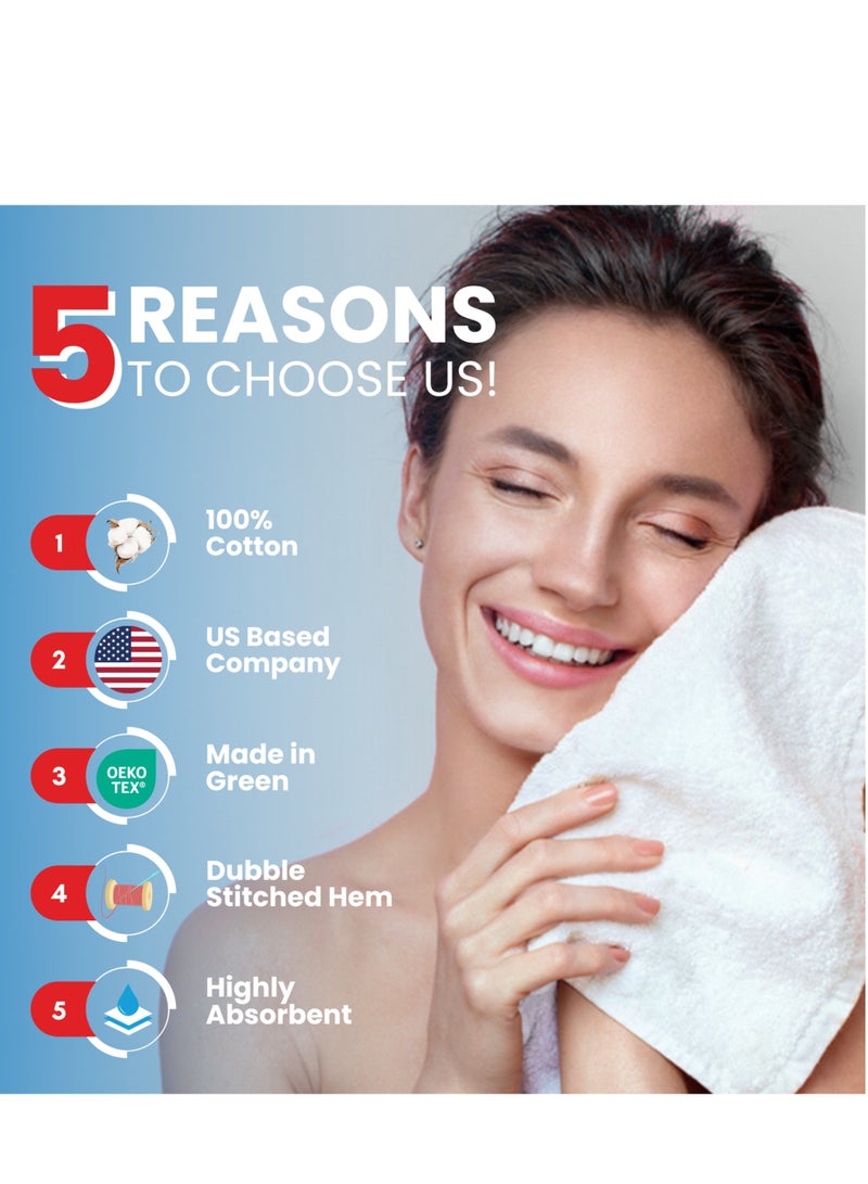 Infinitee Xclusives Infinitee Xclusives [12 Pack] Premium Green Wash Cloths and Face Towels, 13 x13 Inches (33cm x 33cm) 100% Cotton, Soft and Absorbent Washcloths Set - Perfect for Bathroom, Gym, and Spa  - Image 2