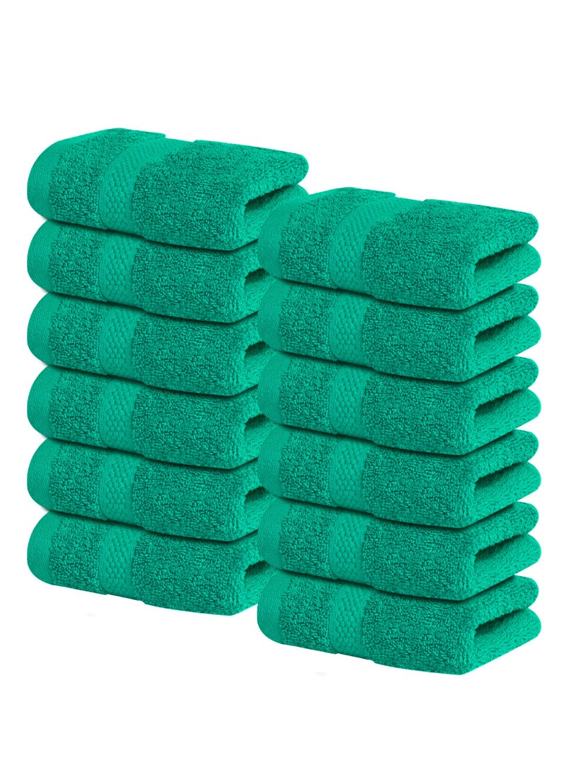 Infinitee Xclusives Infinitee Xclusives [12 Pack] Premium Green Wash Cloths and Face Towels, 13 x13 Inches (33cm x 33cm) 100% Cotton, Soft and Absorbent Washcloths Set - Perfect for Bathroom, Gym, and Spa  - Image 1