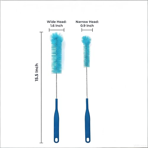 TOOYIMR 15.5 Inch Long Bottle Brush with 360° Rotating Head - Soft Bristles for Washing Glass, Narrow Neck Bottles, Wine Bottles, Vase, Hummingbird Feeder, Dishwasher Hose & Aquarium Tube, 2 Pack - Image 4
