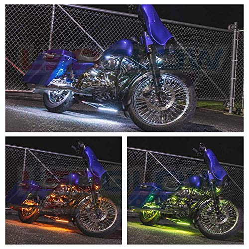 LEDGlow 10pc Advanced Million Color LED Motorcycle Accent Underlow Light Kit - 15 Solid Colors - 6 Patterns - Multi-Color Flexible Strips - Includes Waterproof Control Box & 2 Wireless Remotes - Image 3