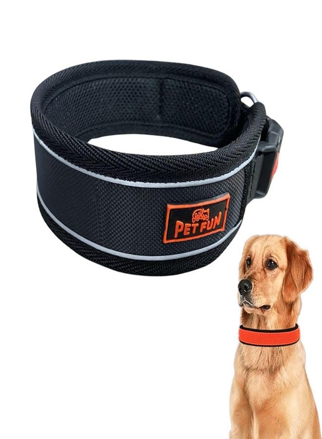 PET FUN طوق عاكس قابل للتعديل للحيوانات الأليفة من بيت فن مع حشوة ناعمة | حزام نايلون متين مع مشبك سريع الفتح وحلقة على شكل حرف D للرباط | مناسب للكلاب والقطط والجراء الصغيرة والمتوسطة والكبيرة (أسود، كبير) - Image 1