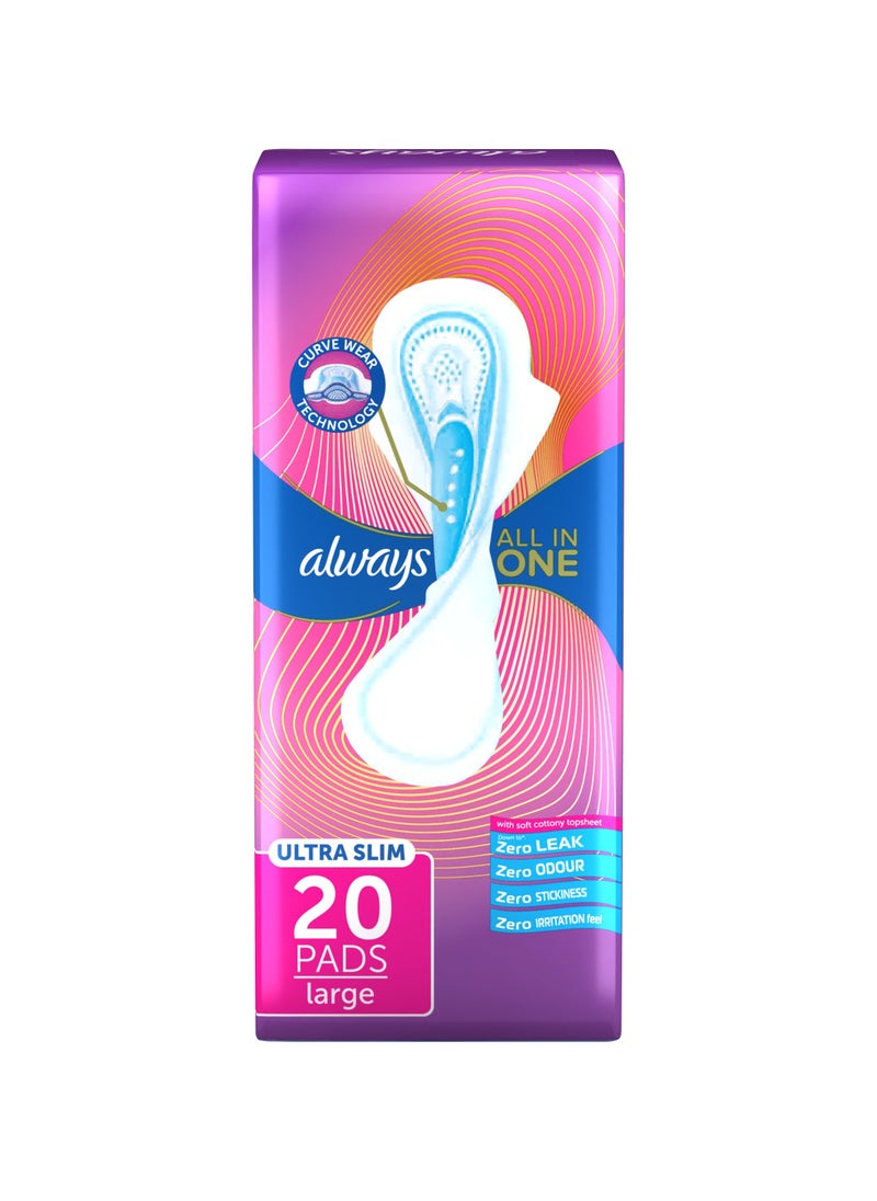 Always Pads Ultra Slim Large All In One Curve Wear Normal With Wings 20 Pcs  - Image 1