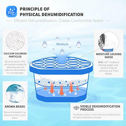 Vacplus مجموعة فاكبلس لامتصاص الرطوبة 6 عبوات، 10.5 أونصة صناديق محمولة لامتصاص الرطوبة لحمامك، خزانة ملابسك وسيارتك، مزيل للرطوبة برائحة المحيط، أزرق فاتح - Image 2