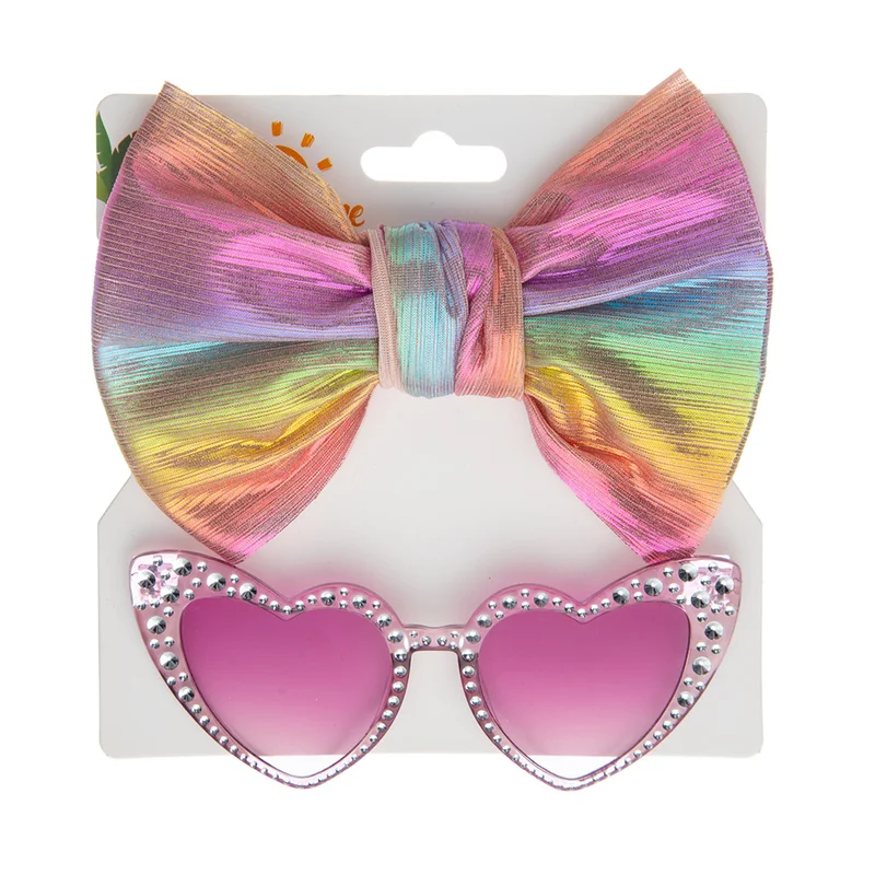 دىدانيالا Freya Glasses and Bow Barrette Clip Set For Babies and Girls - Multicolor