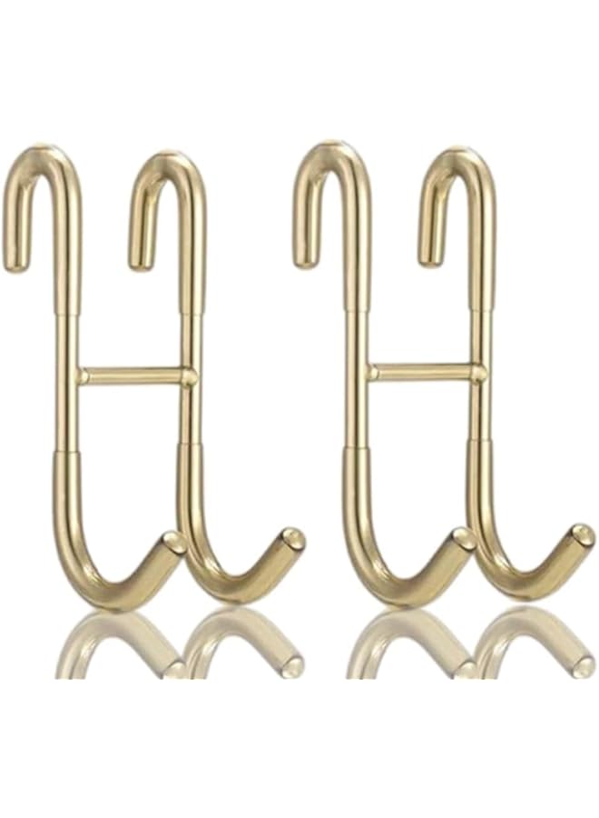 S-TOP 2 Pack Shower Hooks - Towel Hanging Stainless Steel Over Door Hooks S Shaped for Kitchen, Bathroom (Gold) - Image 1