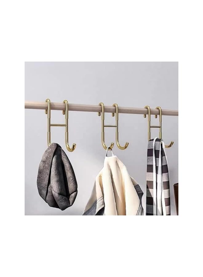 S-TOP 2 Pack Shower Hooks - Towel Hanging Stainless Steel Over Door Hooks S Shaped for Kitchen, Bathroom (Gold) - Image 2