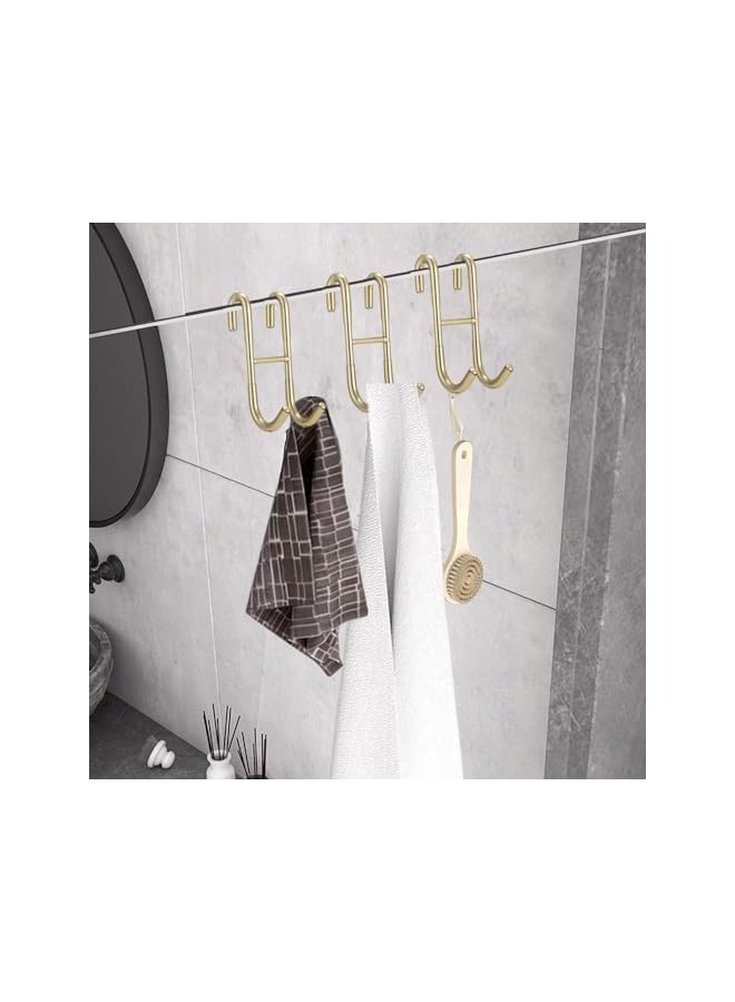 S-TOP 2 Pack Shower Hooks - Towel Hanging Stainless Steel Over Door Hooks S Shaped for Kitchen, Bathroom (Gold) - Image 3