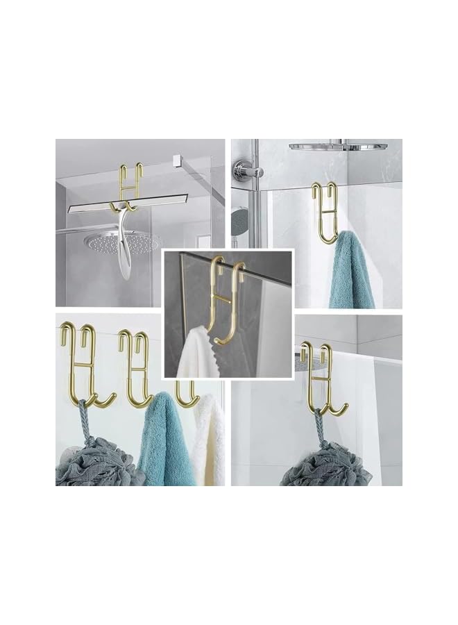 S-TOP 2 Pack Shower Hooks - Towel Hanging Stainless Steel Over Door Hooks S Shaped for Kitchen, Bathroom (Gold) - Image 5