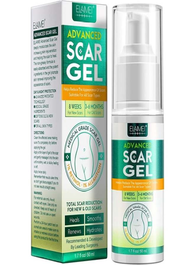 Silicone Scar Gel- Scar Removal Cream Gel, Stretch Mark Cream,  Advanced Scar Gel for Old and New Scar, Scar Cream 50ML - Image 1