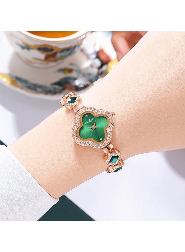 Goolsky Clover Quartz Women’s Bracelet Watch Wholesale Trendy Rhinestone Fashion Luxury Ladies Watch  - Image 1