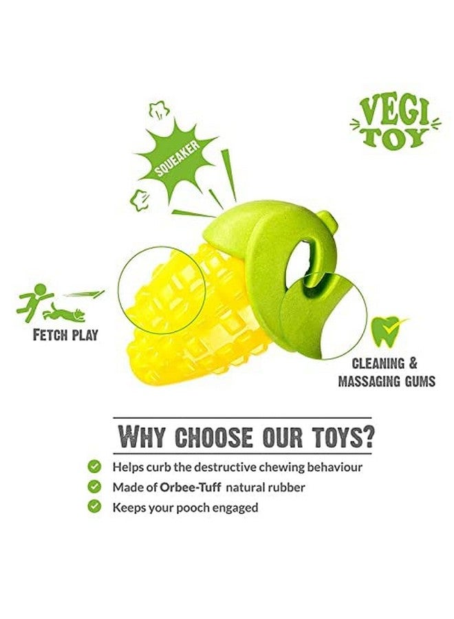 Pet Natural Rubber Chew Veggie Corn Shape Squeaky Toys For All Breed Dogs And Puppies (Pack Of 1) - Image 2