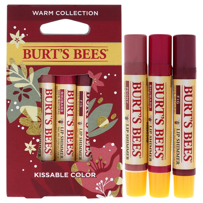 Burt's Bees Burts Bees Kissable Color Warm Collection Unisex Lip Shimmer Peony, Rhubarb, Fig 3 oz - Image 1
