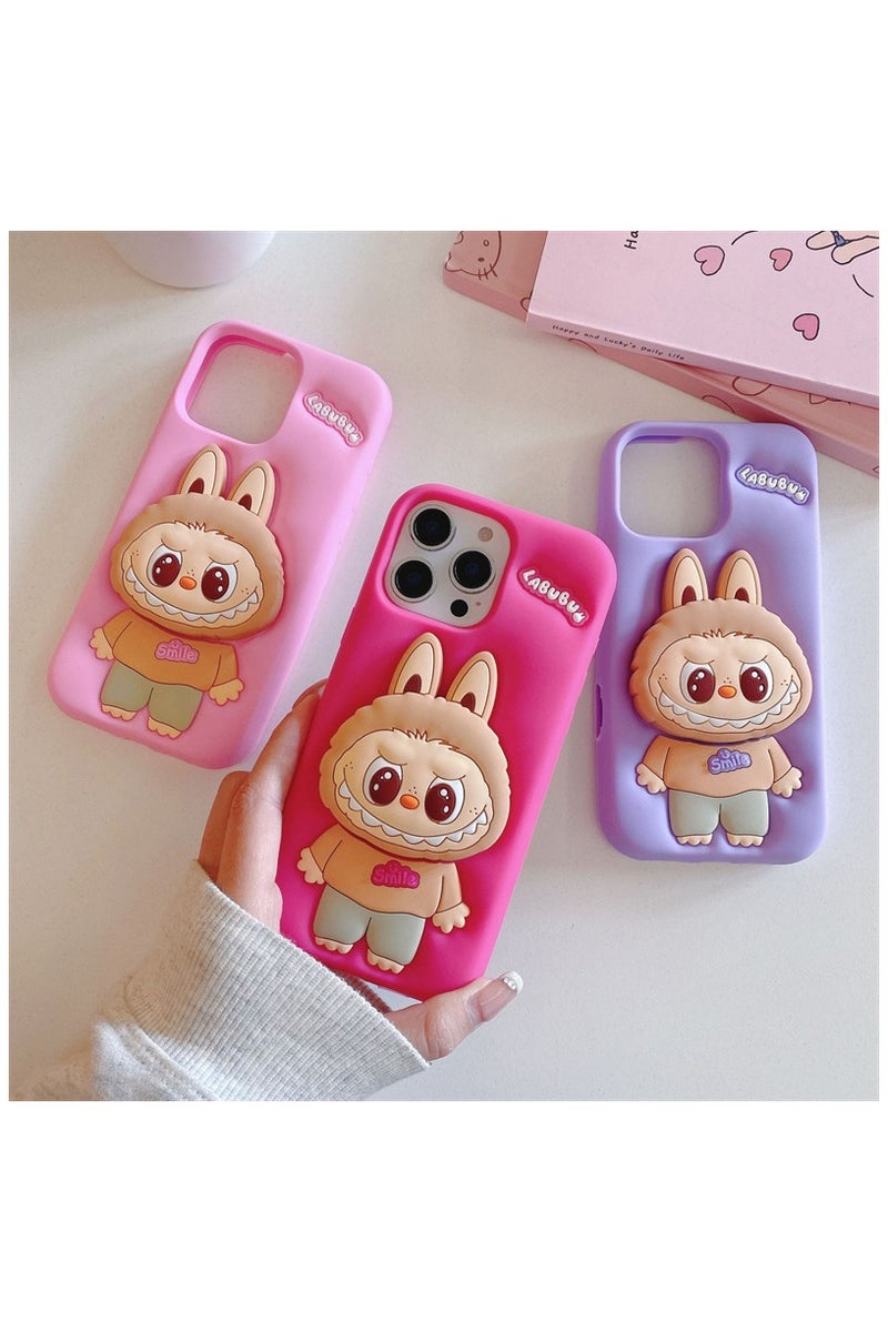 Labubu iPhone 16 Pro Case with 3D Holder – Cute Pop-up Silicone Shockproof Case, Full Protective Soft Cover with Unique Cartoon Design - Image 4