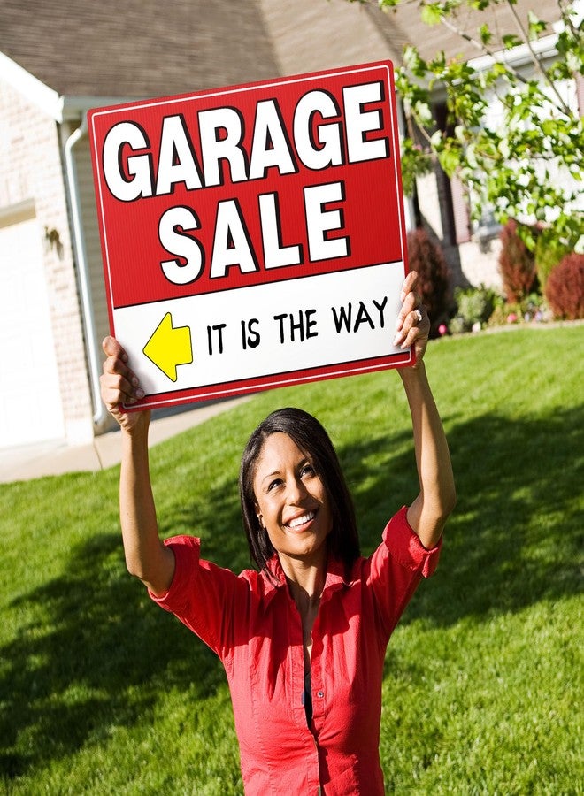 Kuco 7 Pcs Garage Sale Sign with Metal Stakes, 17" x 13", Double-Sided Garage Sale Sign with 20 Directional Arrow Stickers, Large Yard Sale Sign,WEATHER-PROOF - Image 5