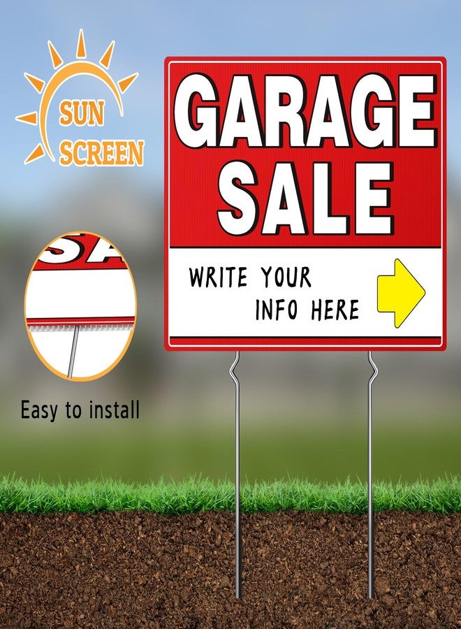 Kuco 7 Pcs Garage Sale Sign with Metal Stakes, 17" x 13", Double-Sided Garage Sale Sign with 20 Directional Arrow Stickers, Large Yard Sale Sign,WEATHER-PROOF - Image 3