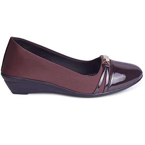 XE Looks Women's Brown Trendy Glossy Bellies | Elegant Design with Cushioned Support | Lightweight Wedge Style | Anti-Slip Sole Bellies For Girls & Women - Image 4