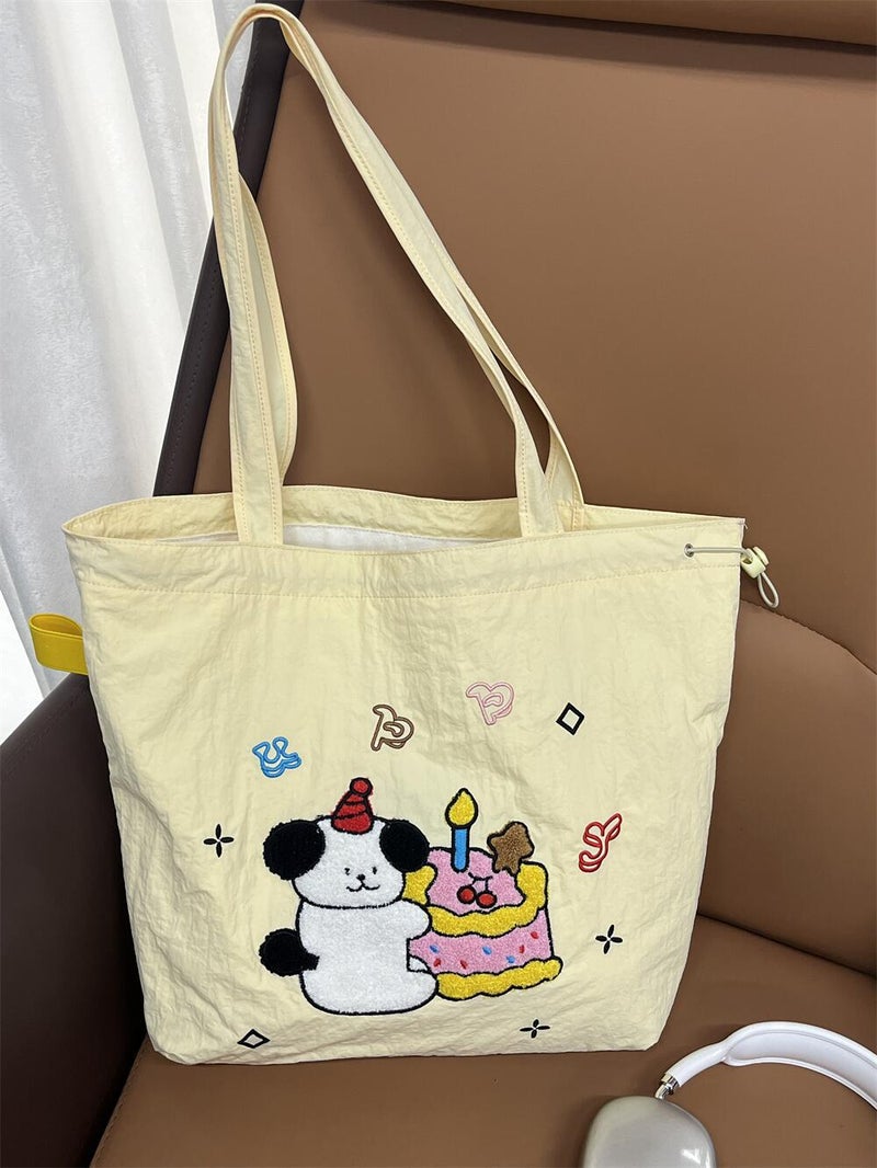 Cute Embroidered All-Match Artistic Shoulder Bag Tote Bag Women'S Lazy Style Large Capacity Commuting Shoulder Bag For Students - Image 4