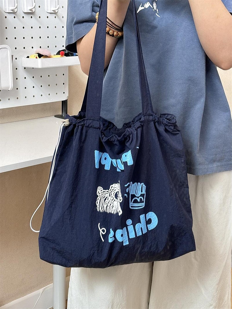 Cute Embroidered All-Match Artistic Shoulder Bag Tote Bag Women'S Lazy Style Large Capacity Commuting Shoulder Bag For Students - Image 3