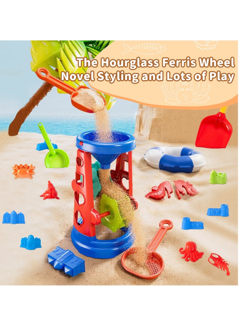 HomKawt 29 PCS Beach Toy Set Plastic Multifunctional Children Gift with Storage Net Bag Beach Plastic Toy Shovel Truck Bucket - Image 3