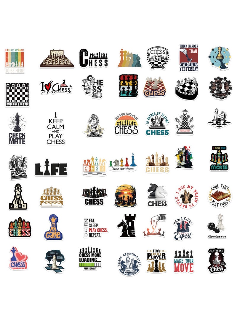 قوس قزح أورينبو 50 قطعة من ملصقات الشطرنج، زخارف الشطرنج، ملصقات الفينيل المضحكة لأجهزة الكمبيوتر المحمولة وسجلات القصاصات وزجاجات المياه والهواتف، هدايا للاعبي الشطرنج للأطفال والمراهقين والطلاب - Image 3