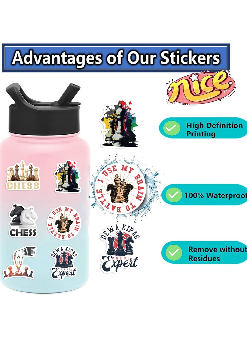 قوس قزح أورينبو 50 قطعة من ملصقات الشطرنج، زخارف الشطرنج، ملصقات الفينيل المضحكة لأجهزة الكمبيوتر المحمولة وسجلات القصاصات وزجاجات المياه والهواتف، هدايا للاعبي الشطرنج للأطفال والمراهقين والطلاب - Image 5