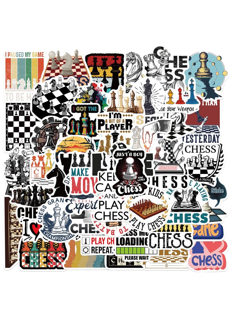 قوس قزح أورينبو 50 قطعة من ملصقات الشطرنج، زخارف الشطرنج، ملصقات الفينيل المضحكة لأجهزة الكمبيوتر المحمولة وسجلات القصاصات وزجاجات المياه والهواتف، هدايا للاعبي الشطرنج للأطفال والمراهقين والطلاب - Image 1