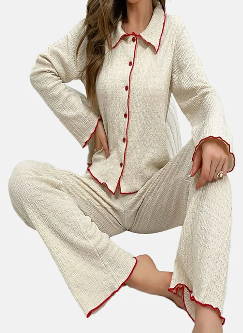 YUNIQEE Cream Solid Pyjamas & Shirt