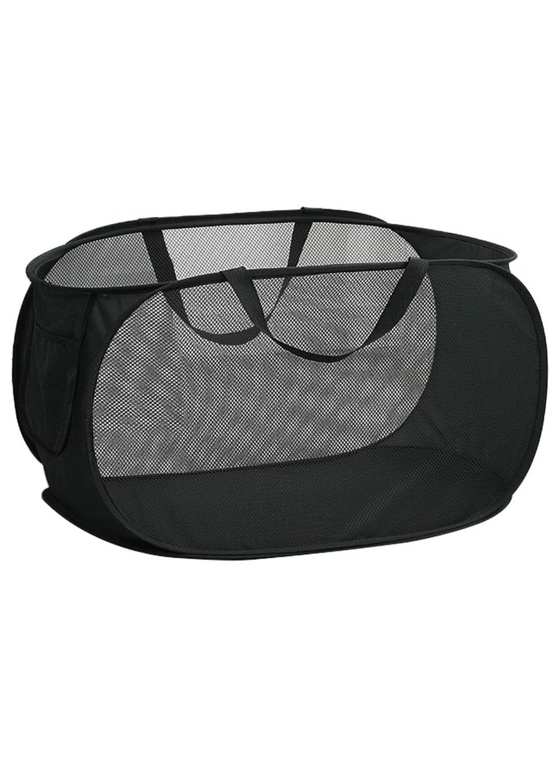 TYCOM Pop Up Laundry Mesh Hamper Basket Storage Solution Compact Bin Mesh Collapsible Bag Laundry Hamper Collapsible Laundry Basket Black Single Compartment.  - Image 1