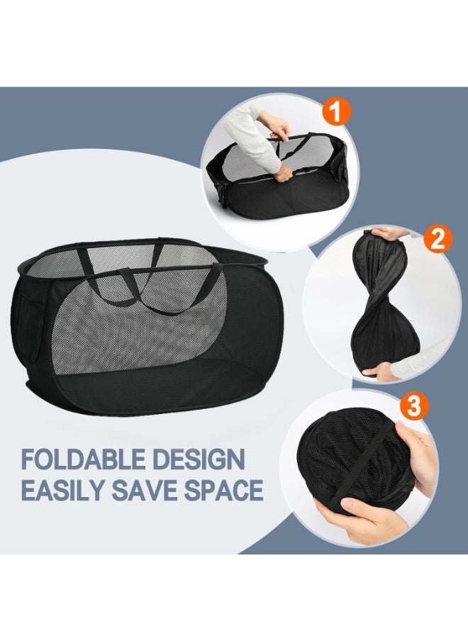 TYCOM Pop Up Laundry Mesh Hamper Basket Storage Solution Compact Bin Mesh Collapsible Bag Laundry Hamper Collapsible Laundry Basket Black Single Compartment.  - Image 3