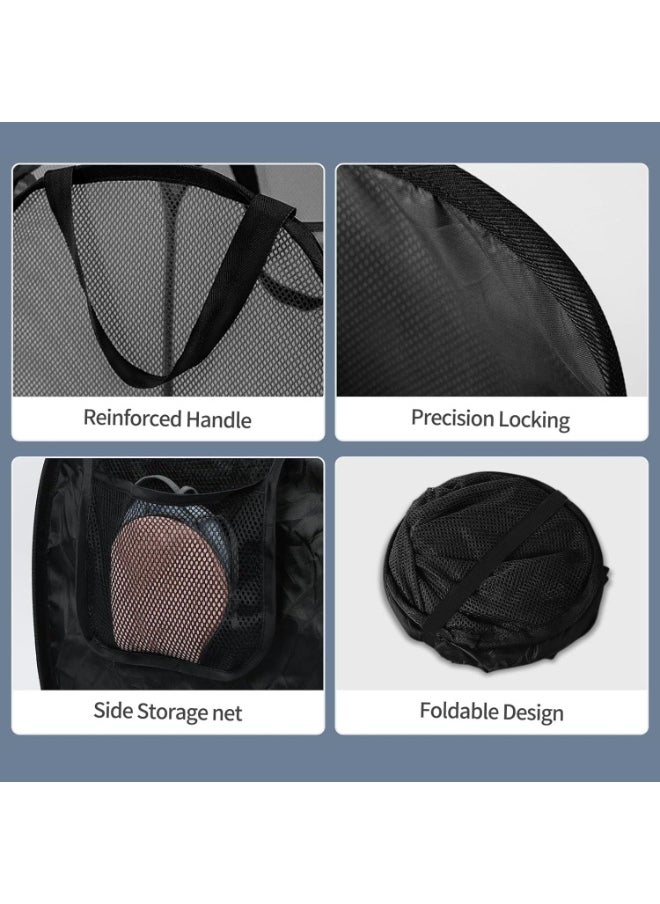 TYCOM Pop Up Laundry Mesh Hamper Basket Storage Solution Compact Bin Mesh Collapsible Bag Laundry Hamper Collapsible Laundry Basket Black Single Compartment.  - Image 2