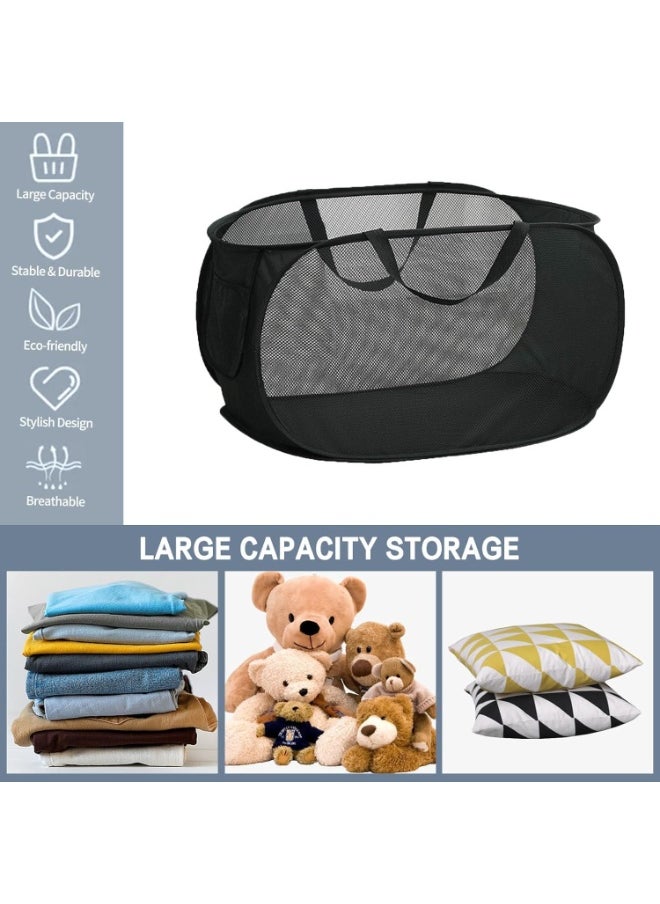 TYCOM Pop Up Laundry Mesh Hamper Basket Storage Solution Compact Bin Mesh Collapsible Bag Laundry Hamper Collapsible Laundry Basket Black Single Compartment.  - Image 5