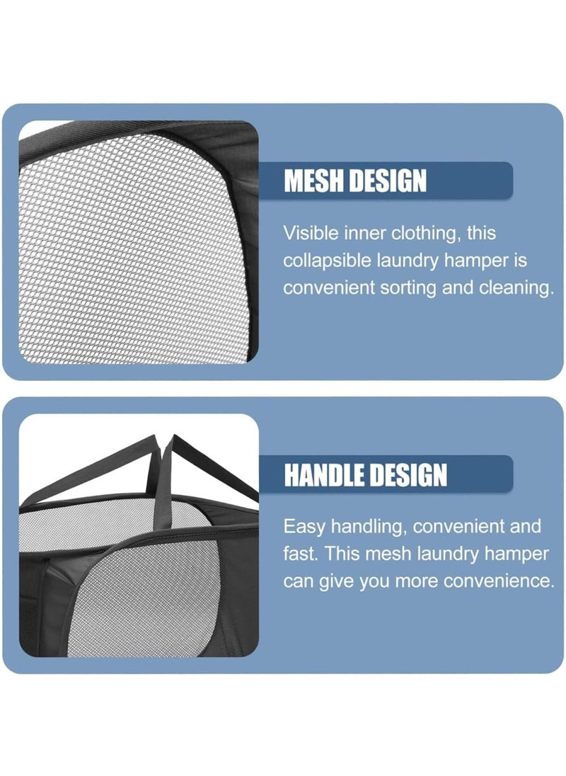 TYCOM Pop Up Laundry Mesh Hamper Basket Storage Solution Compact Bin Mesh Collapsible Bag Laundry Hamper Collapsible Laundry Basket Black Single Compartment.  - Image 4