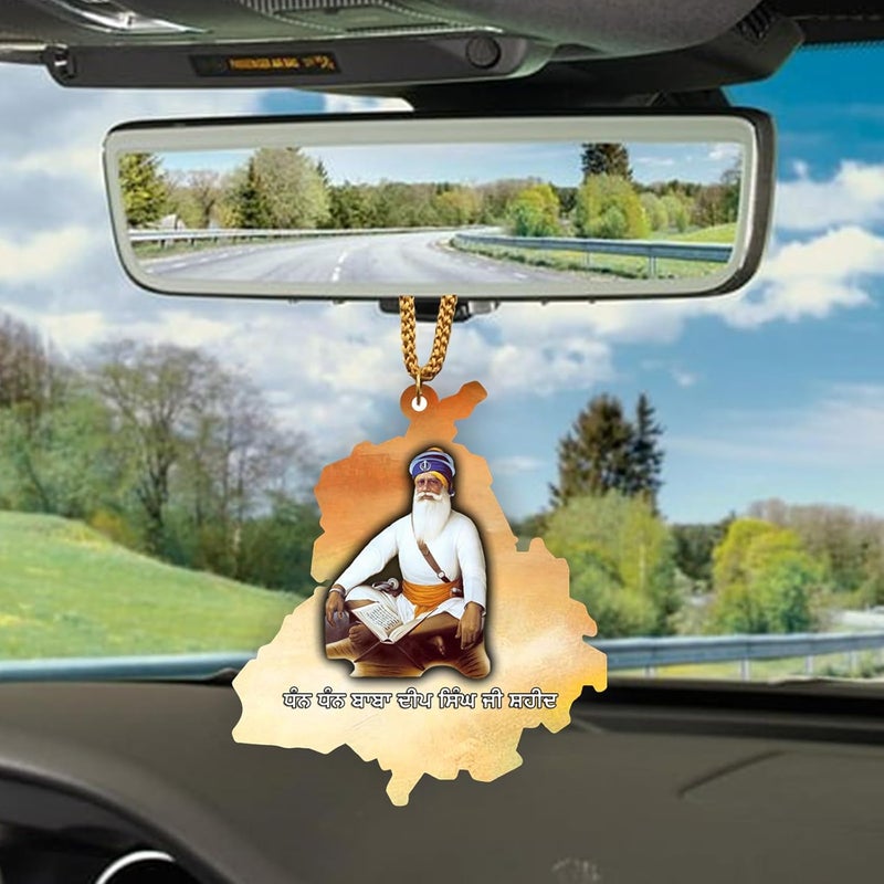 ART END ARTEND car Hanging Ornament Photo Punjab Map Baba Deep Singh Ji Sikh Religious City Name car Hanging Accessories (PBBDS-138) - Image 2