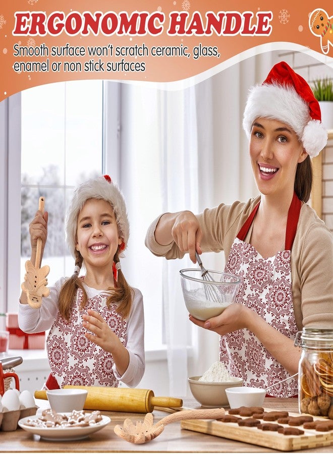 ملعقة طبخ عيد الميلاد من إينهون، مقاس 9.45 بوصة، على شكل رجل خبز الزنجبيل، ملعقة خشبية للمعكرونة، ملعقة مطبخ على شكل رجل خبز الزنجبيل، أدوات عيد الميلاد للتقليب والخلط وتقديم المعكرونة، ملعقة للطهي في الفرن - Image 4