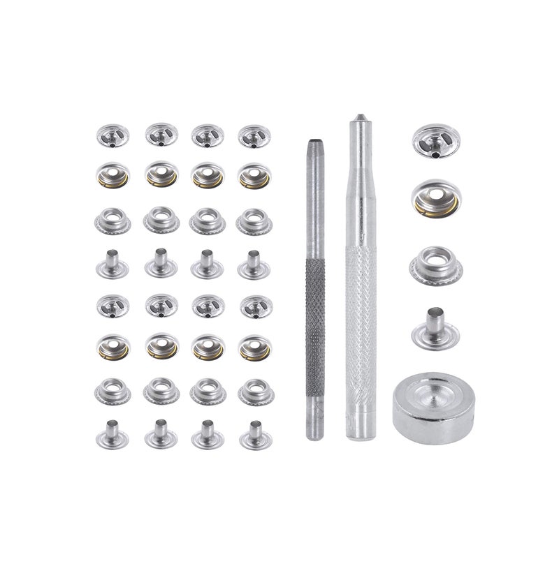 Mandala Crafts Stainless Steel Snap Fastener Button Kit with Tools for Leather Marine Boat Canvas Jeans Size 24 25 Sets 15mm - Image 1