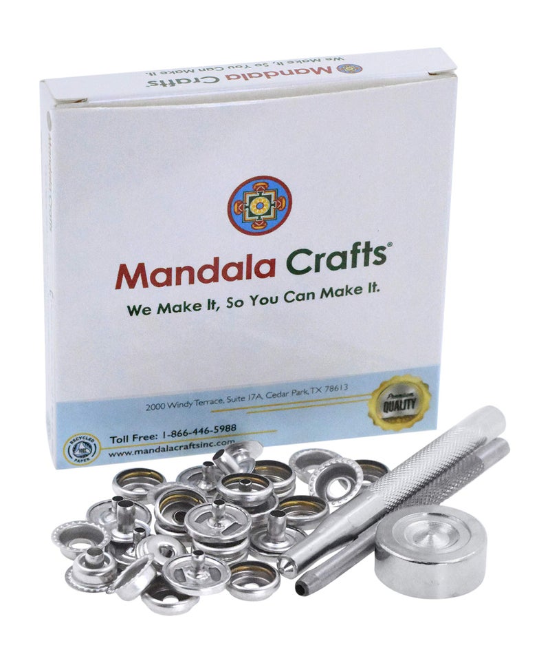 Mandala Crafts Stainless Steel Snap Fastener Button Kit with Tools for Leather Marine Boat Canvas Jeans Size 24 25 Sets 15mm - Image 4