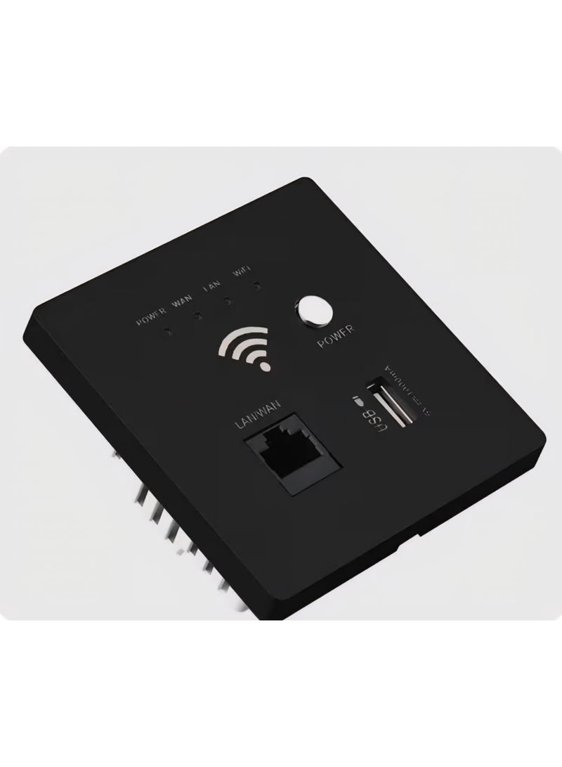 راوتر لاسلكي يُثبّت على الحائط مزود بمنفذ شحن USB، وهوائي مدمج، وواجهة LAN/WAN، ونظام أمان WPS، ومكرر إشارة واي فاي مستقر للمنزل - Image 1