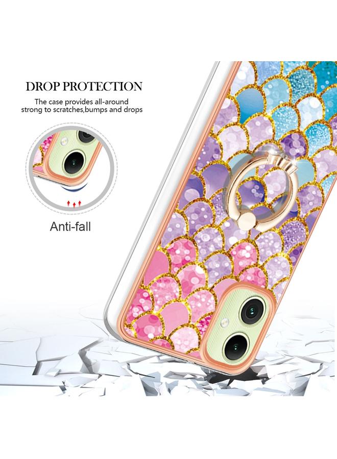 S-TOP Case For Samsung Galaxy A06 4G Electroplating Pattern IMD TPU Shockproof Case with Rhinestone Ring Holder - Image 4