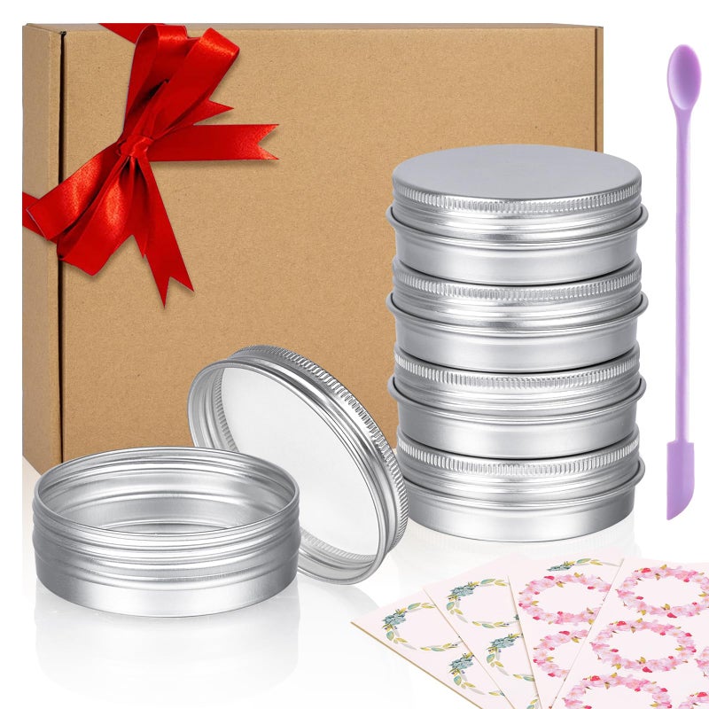 Aluminum Tin Cans 24PCS 2 Oz Metal Round Containers Screw Lid Empty Small Travel Tins for Candles Salve Cosmetics