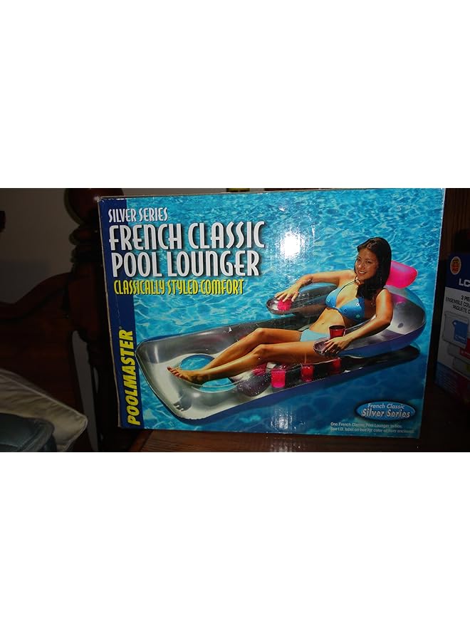 بول ماستر كرسي حمام سباحة كلاسيكي فرنسي (متوفر باللون الأزرق أو الوردي) 66 طول × 31 عرض بدون نفخ - Image 1